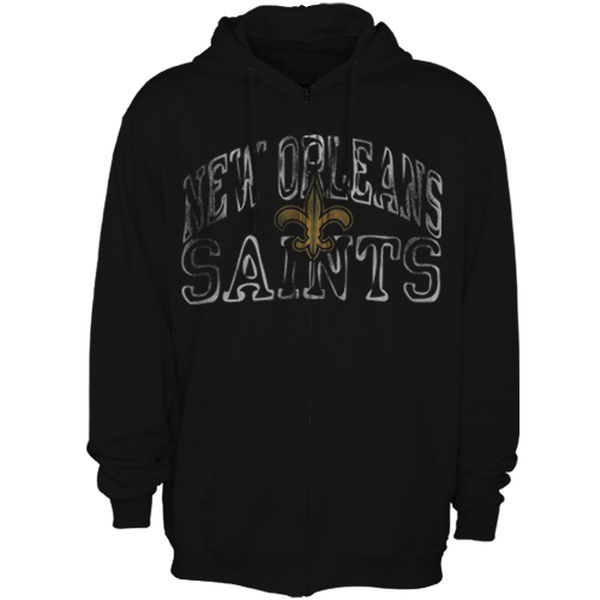 Men New Orleans Saints Touchback VI Full Zip Hoodie Black->new orleans saints->NFL Jersey